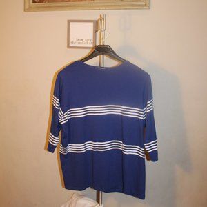 CST Sport 2x Royal blue and white striped knit top